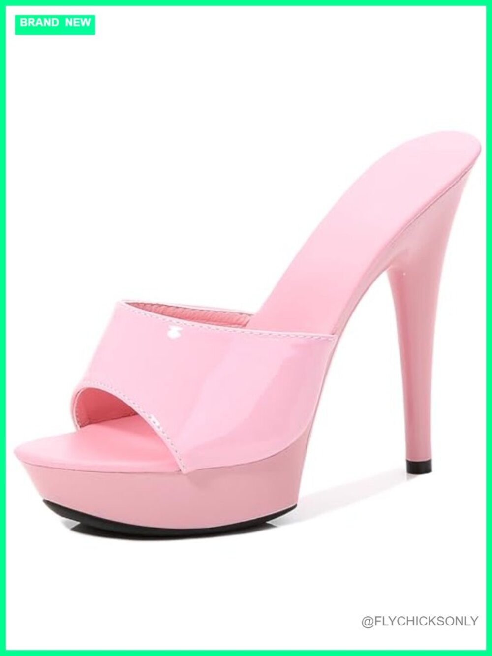 Patent Leather Fish Mouth Platform Stiletto Heeled Sandals Sexy Party Slides
